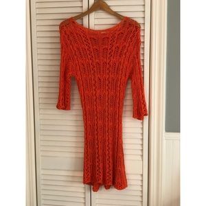 Crocheted orange sweather dress